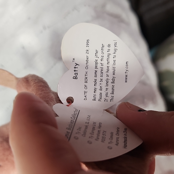 🕸Vintage Ty Beanie Baby Original Batty The Bat P.V.C. Pellets 1996 - Picture 6 of 9